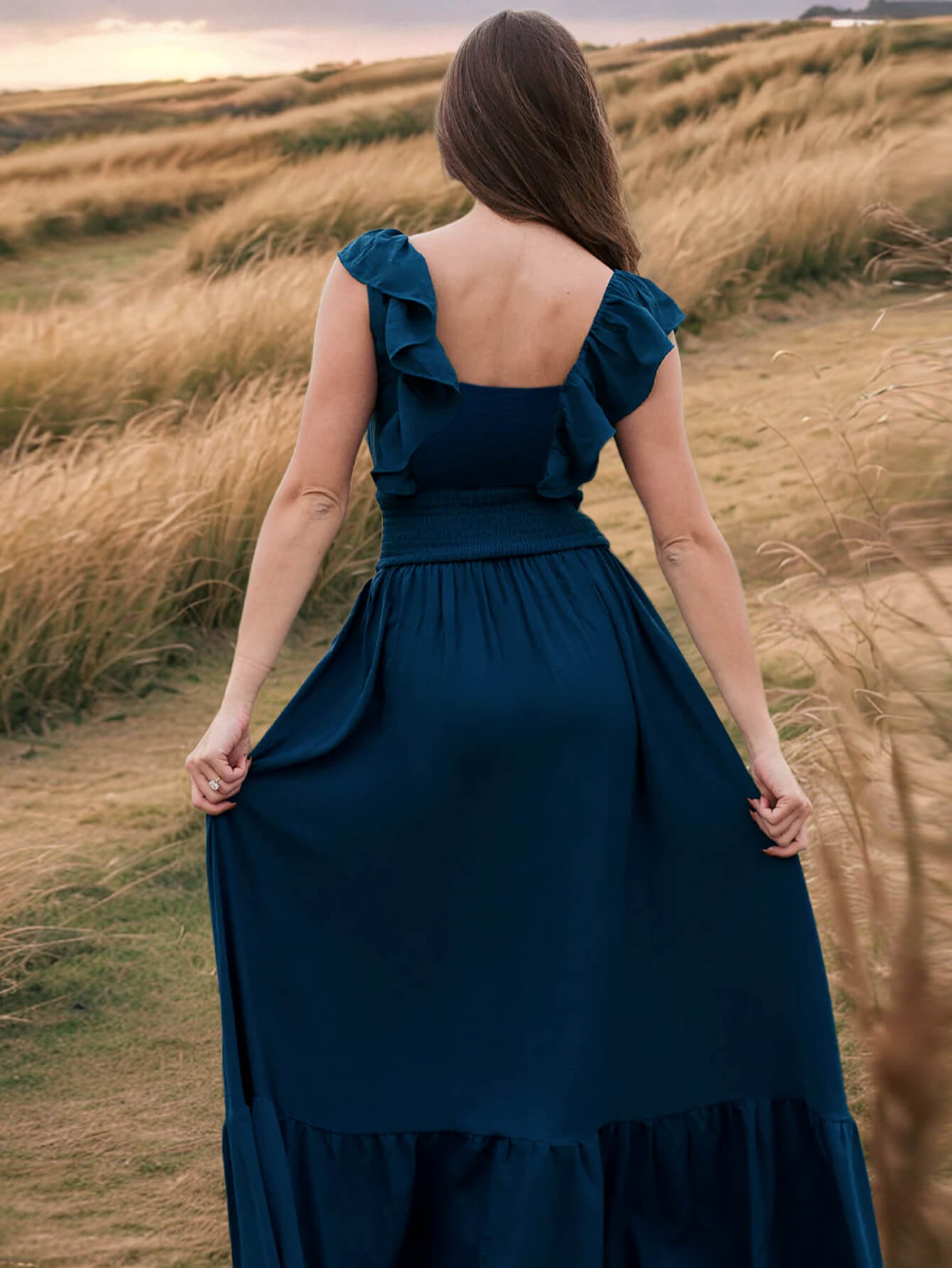 Meralda Ruffle Shoulder Maxi Dress