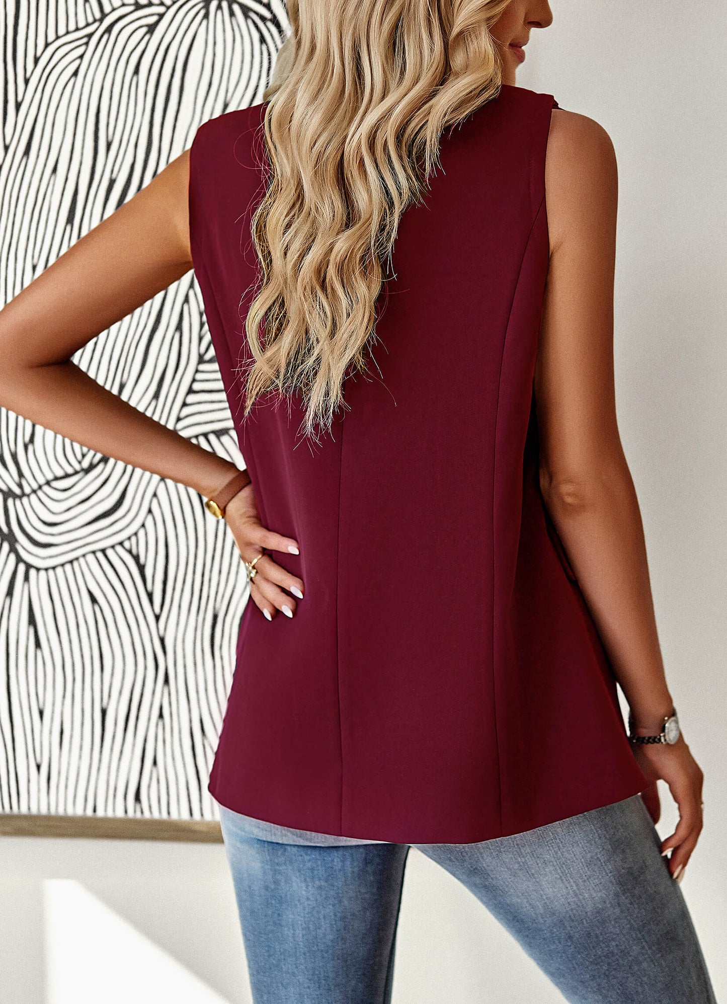 Radford Blazer Vest - Burgundy