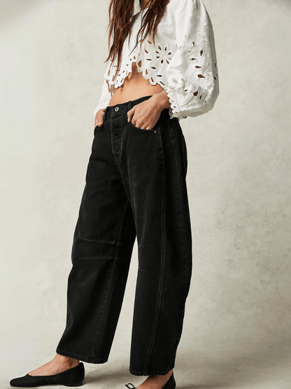 Merissa Mid Waisted Wide Leg Jeans - Black