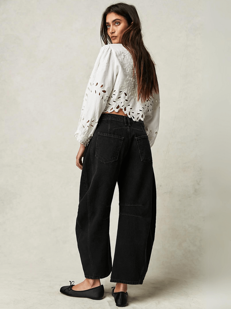 Merissa Mid Waisted Wide Leg Jeans - Black