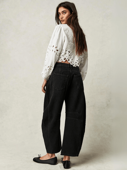 Merissa Mid Waisted Wide Leg Jeans - Black