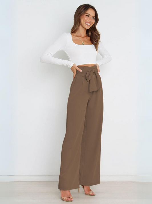 Iconic High Rise Pocketed Trouser Pants - Khaki