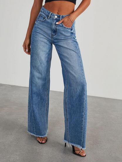 Trendsetter Wide Leg Diagonal Seam Jeans