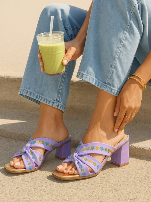 Soffia | Shailene Floral Printed Leather Slides