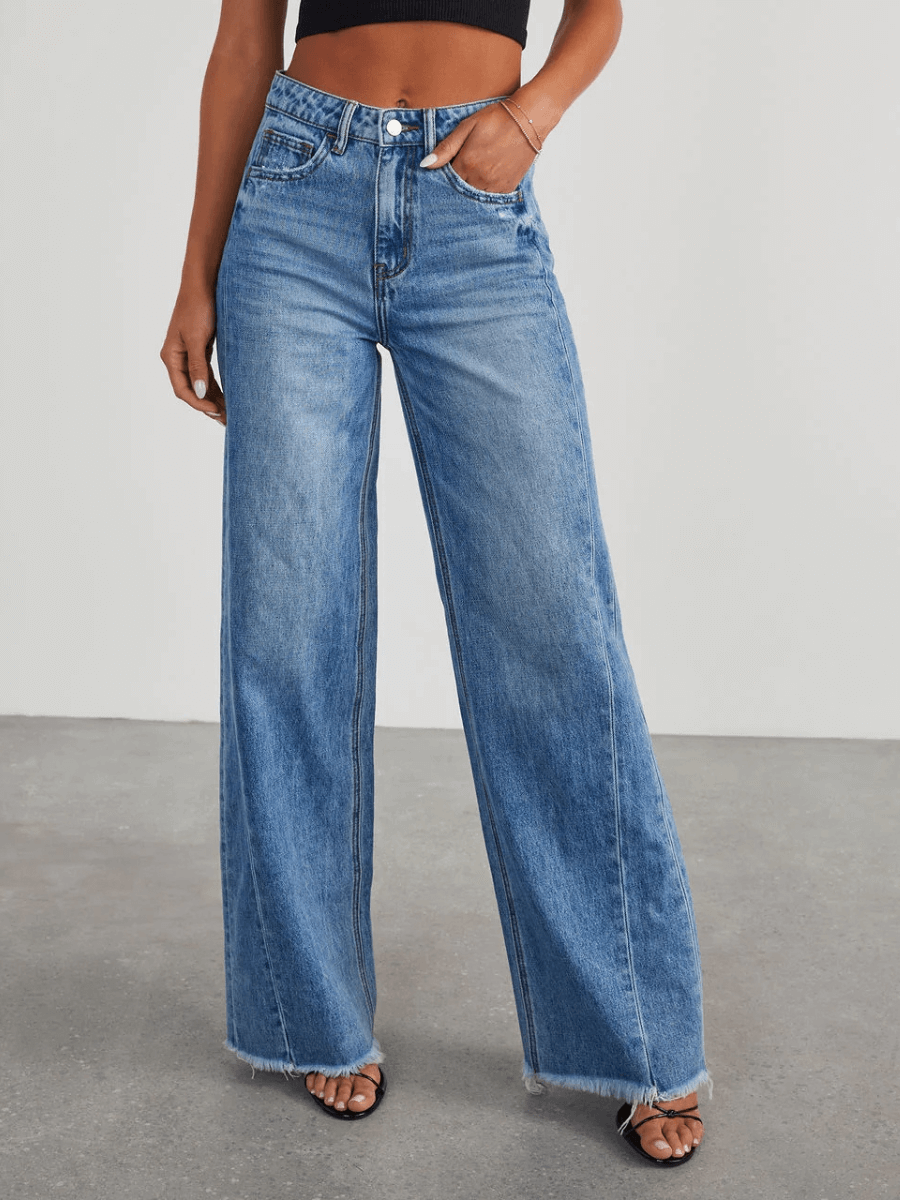 Trendsetter Wide Leg Diagonal Seam Jeans