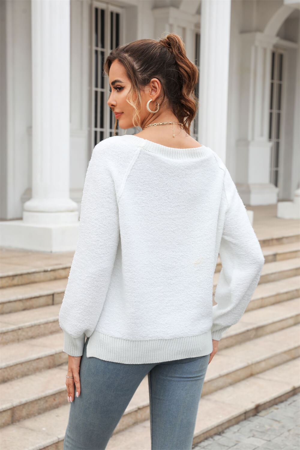 Sweet Moment Knit Pullover Sweater - White