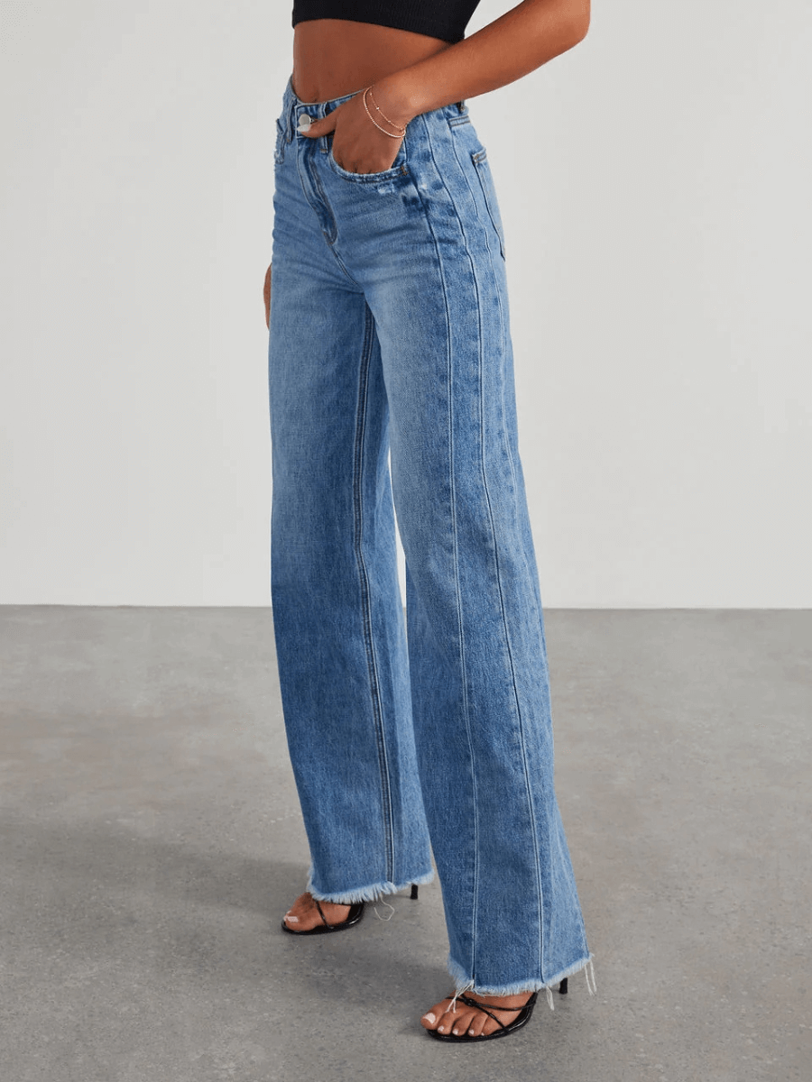 Trendsetter Wide Leg Diagonal Seam Jeans