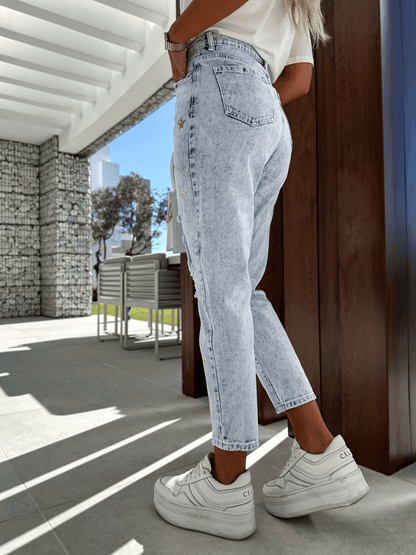 AMERICA POP STAR DISTRESSED HIGH RISE DENIM