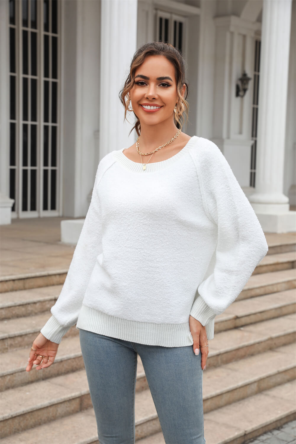 Sweet Moment Knit Pullover Sweater - White