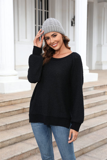 Sweet Moment Knit Pullover Sweater - Black