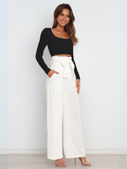Iconic High Rise Pocketed Trouser Pants - White