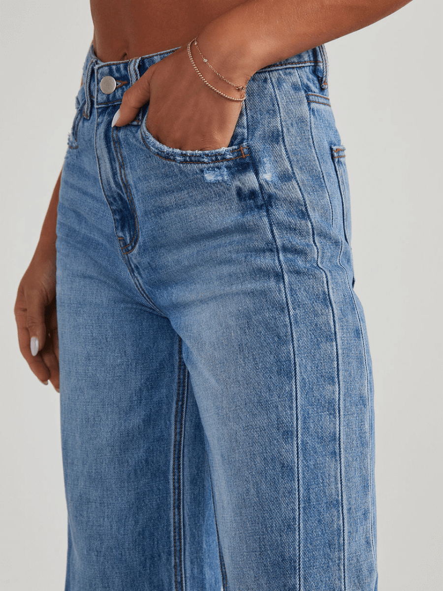 Trendsetter Wide Leg Diagonal Seam Jeans