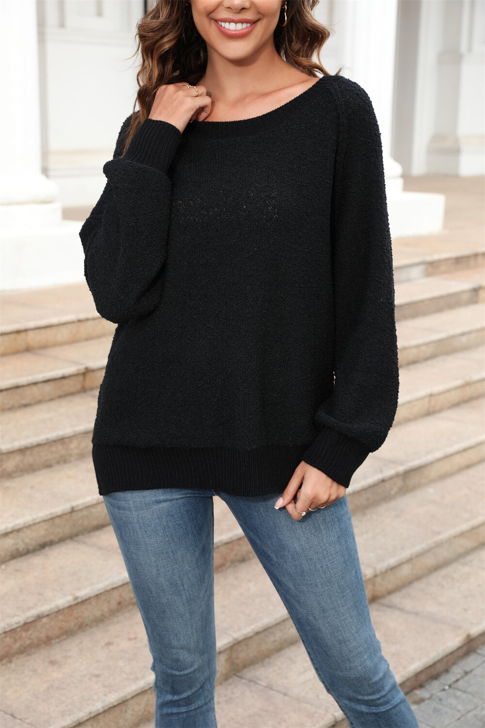 Sweet Moment Knit Pullover Sweater - Black