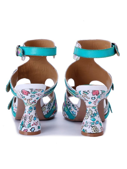 Soffia | Queen Retro Leather Floral Heels