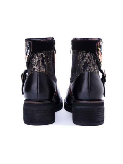 Soffia | Maxxie Leather Embroidered Ankle Bootie