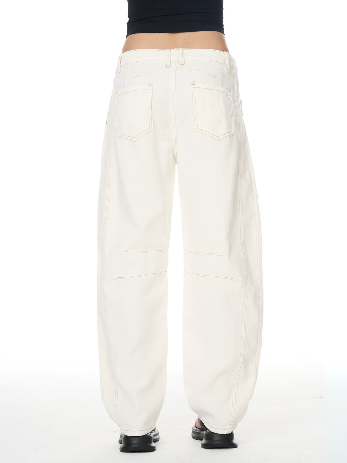 Free Cove Mid Rise Barrel Jeans - ivory