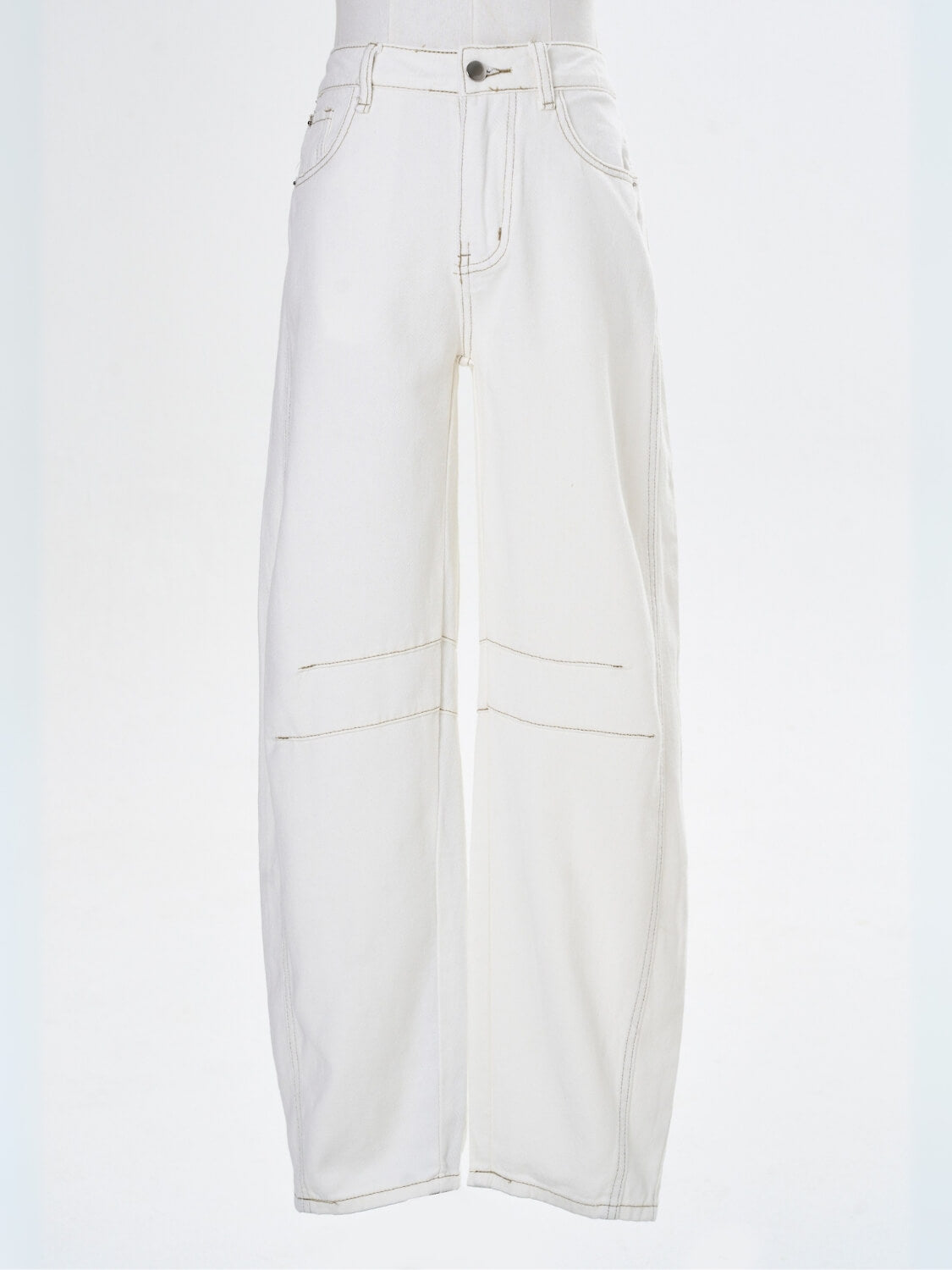 Free Cove Mid Rise Barrel Jeans - ivory