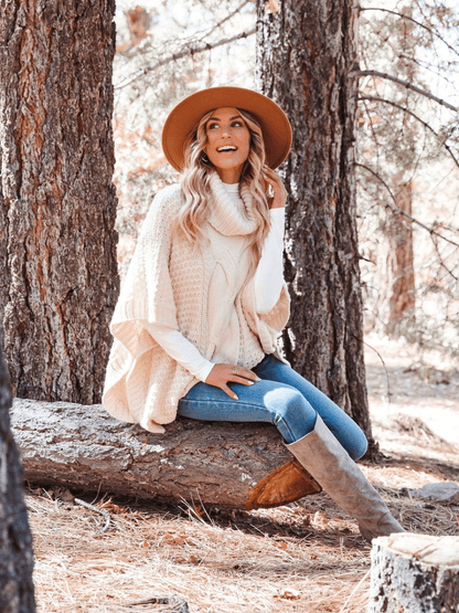 Milligan Oversized Turtleneck Sweater - Beige