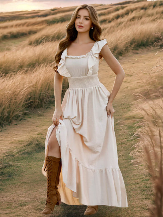 Meralda Ruffle Shoulder Maxi Dress