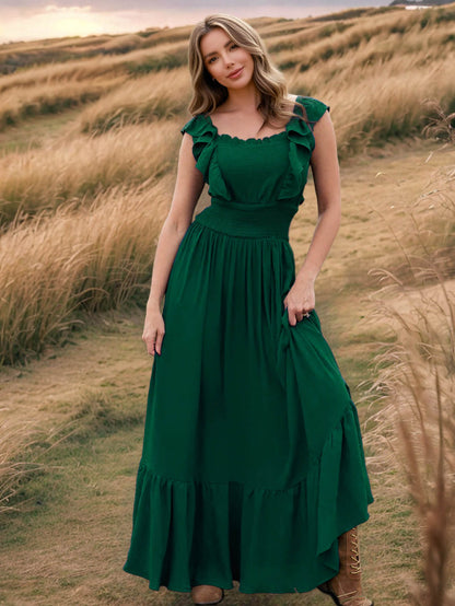 Meralda Ruffle Shoulder Maxi Dress