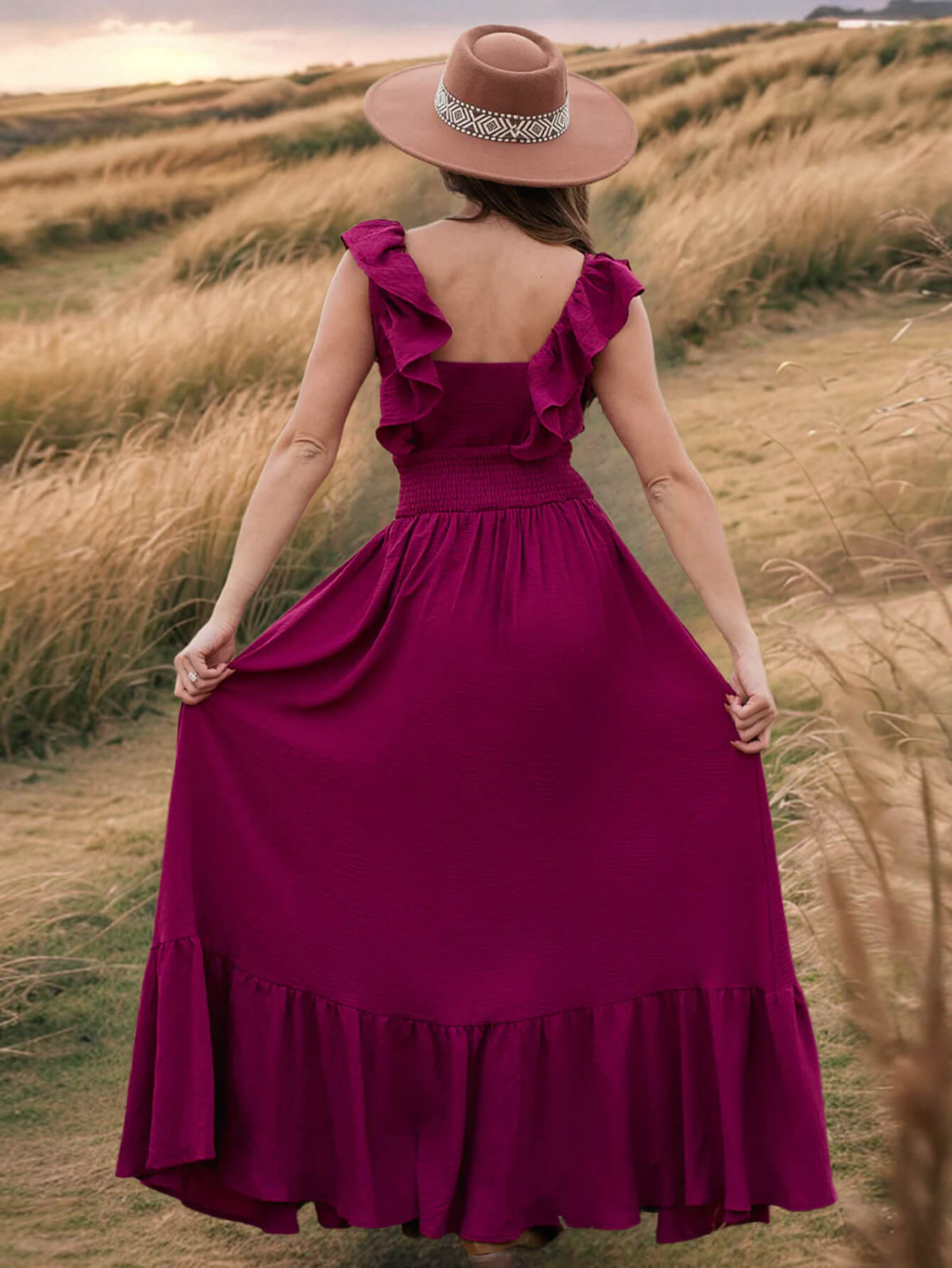 Meralda Ruffle Shoulder Maxi Dress