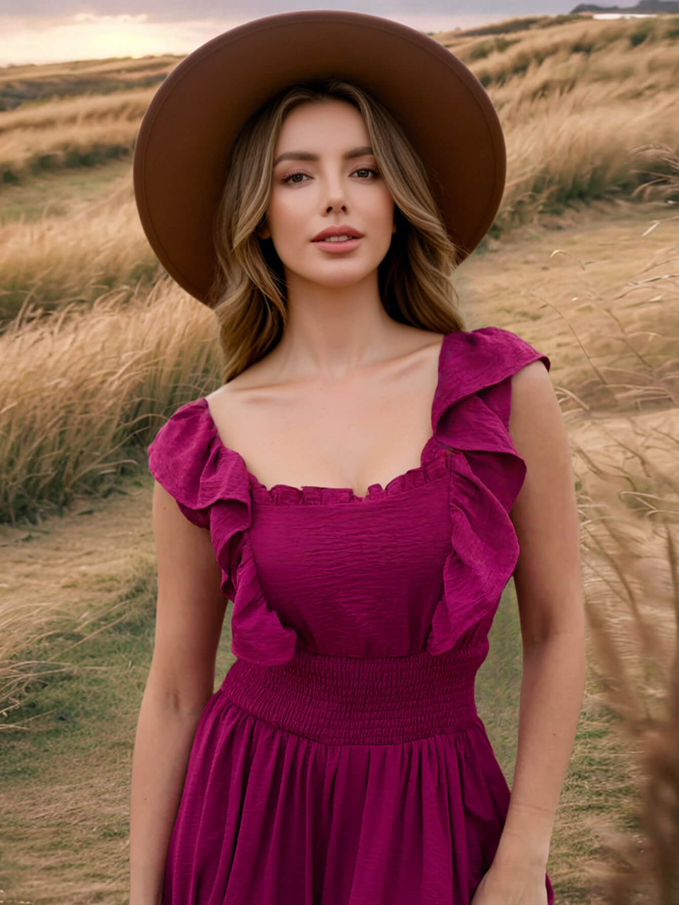 Meralda Ruffle Shoulder Maxi Dress