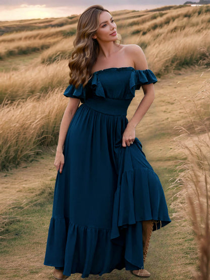 Meralda Ruffle Shoulder Maxi Dress