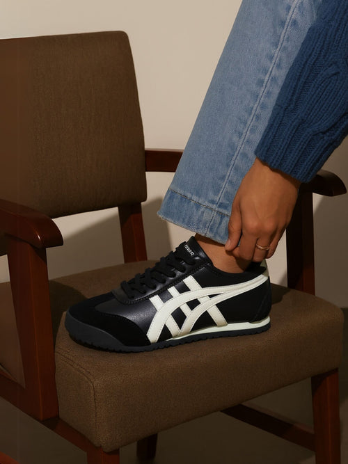 Rumour Has It | Maxine Contrast Strap Leather Sneaker - black