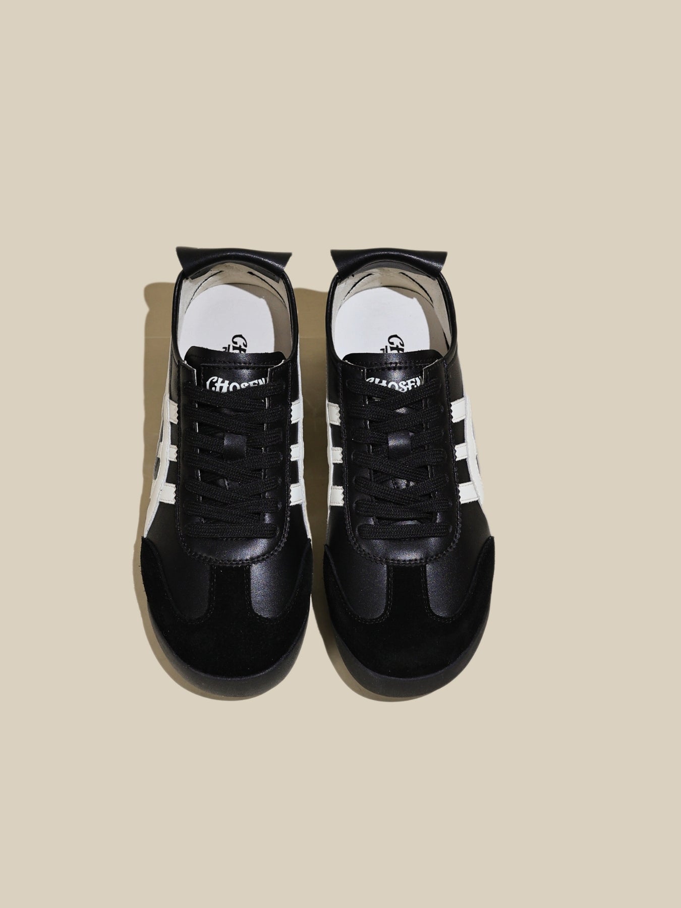 Rumour Has It | Maxine Contrast Strap Leather Sneaker - black
