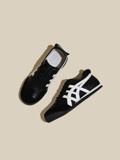 Rumour Has It | Maxine Contrast Strap Leather Sneaker - black