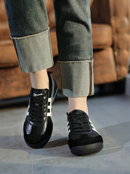 Rumour Has It | Maxine Contrast Strap Leather Sneaker - black