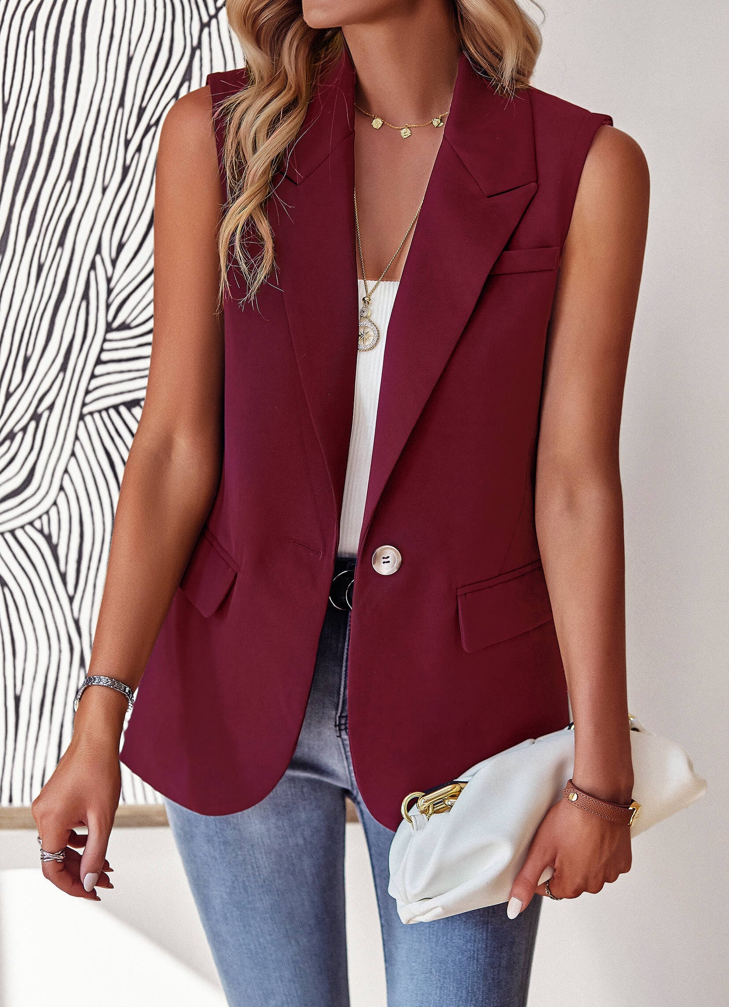 Radford Blazer Vest - Burgundy