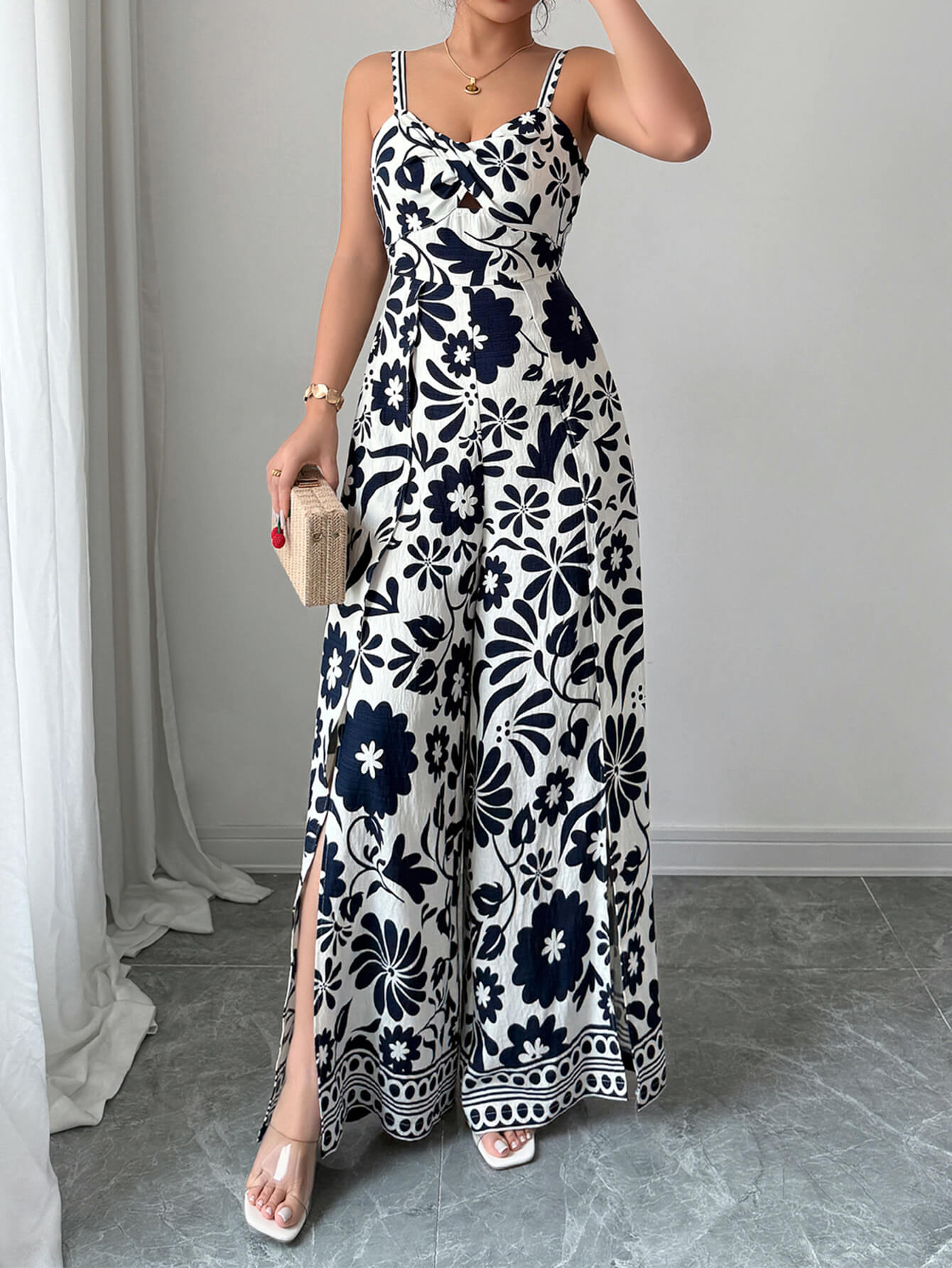 Bliss Escape Floral Jumpsuit - navy
