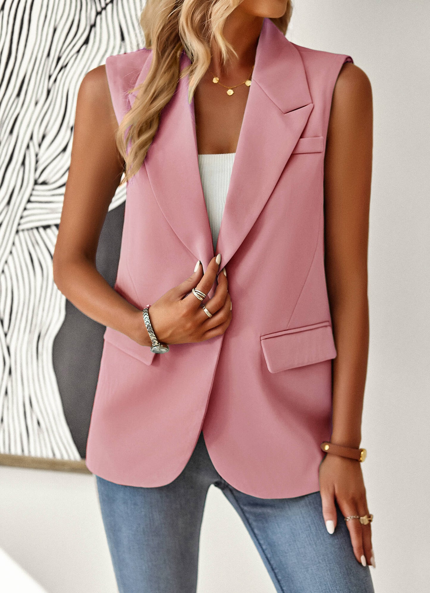 Radford Blazer Vest - Pink