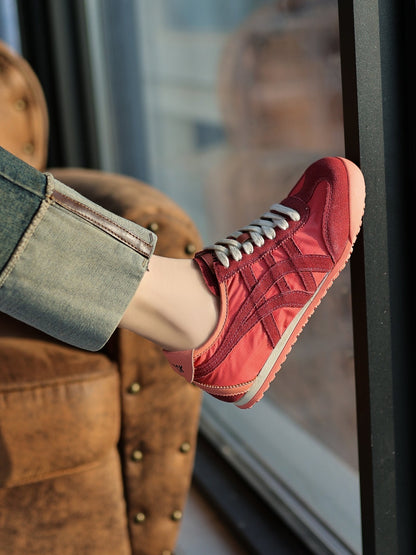 Rumour Has It | Maxine Contrast Strap Leather Sneaker - red