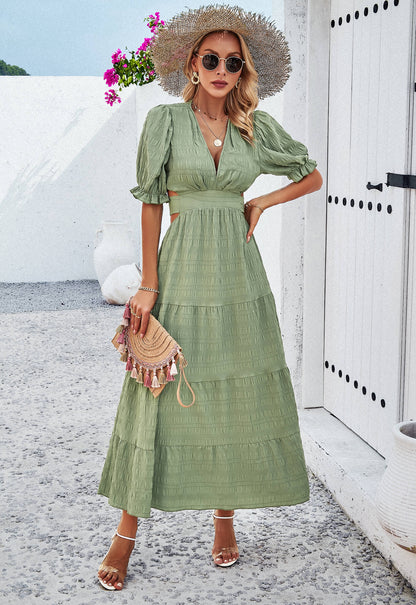 Rhea Tiered Cutout Maxi Dress - Sage