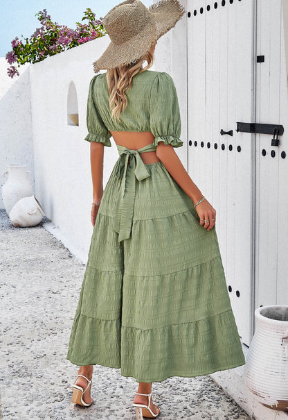 Rhea Tiered Cutout Maxi Dress - Sage