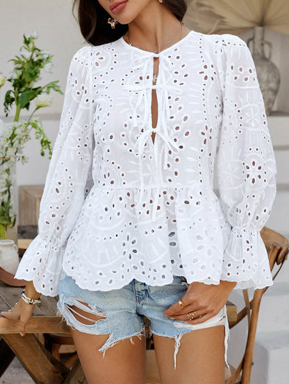 Girl Crush Perforated Lace Top - white