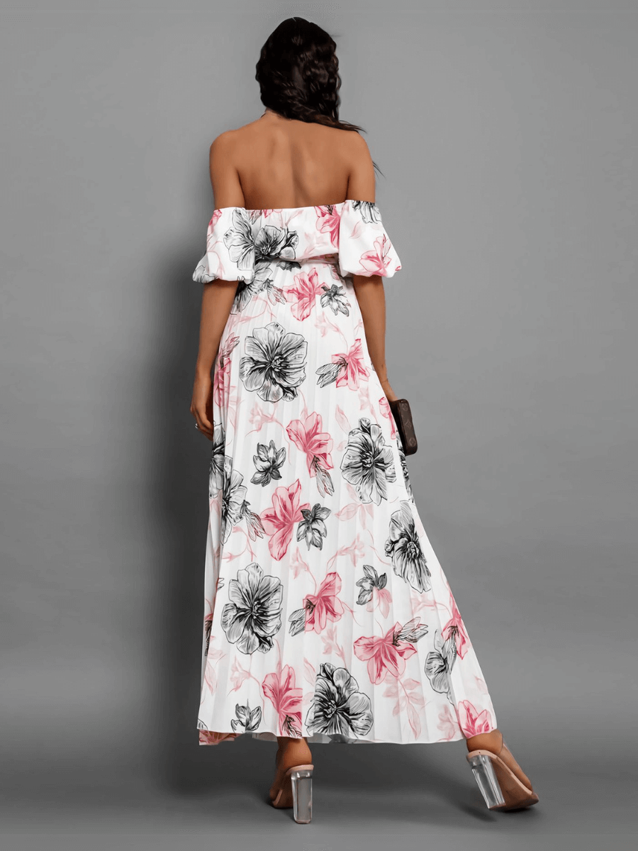 Rosalie Off The Shoulder Plisse Maxi Dress - White