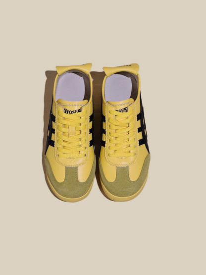 Rumour Has It | Maxine Contrast Strap Leather Sneaker - yellow
