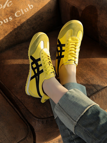 Rumour Has It | Maxine Contrast Strap Leather Sneaker - yellow